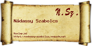 Nádassy Szabolcs névjegykártya